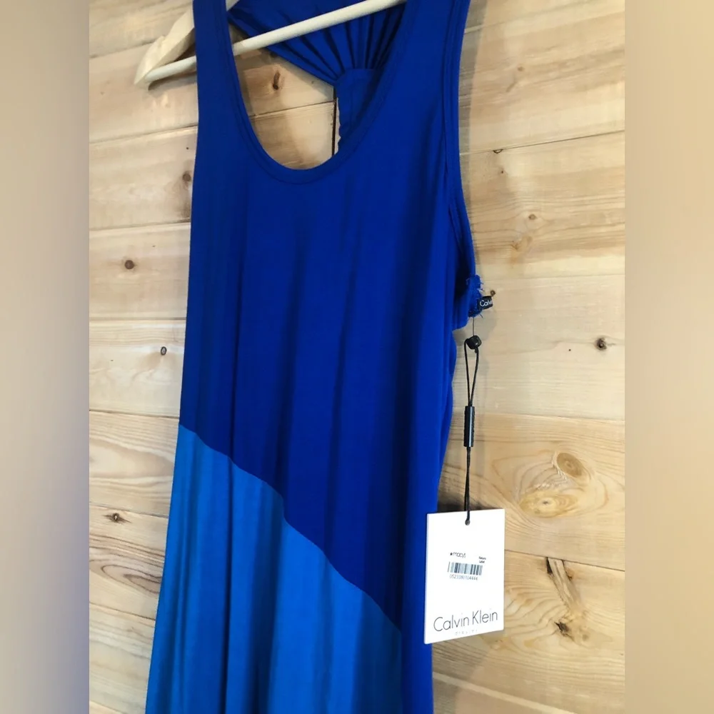 Calvin Klein || NWT || Colorblock Blue & Black Racerback Maxi Dress